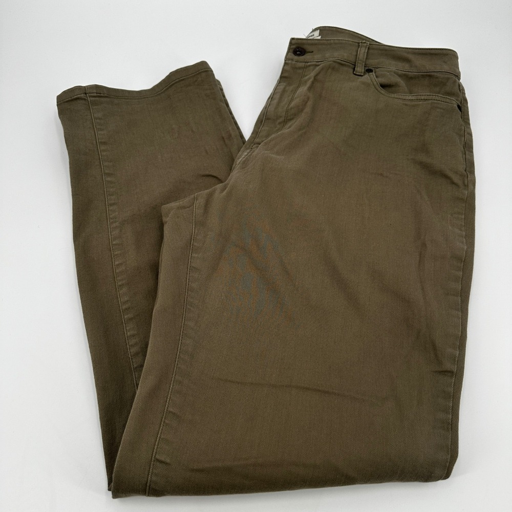 LL Bean Classic Fit Straight Leg Pants Olive Green Womens 16‎ Tall 506757